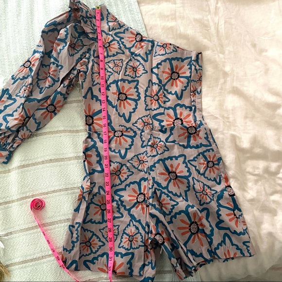 Anthro Atelier one sleeve Nadia floral romper lavender purple M - Picture 14 of 15